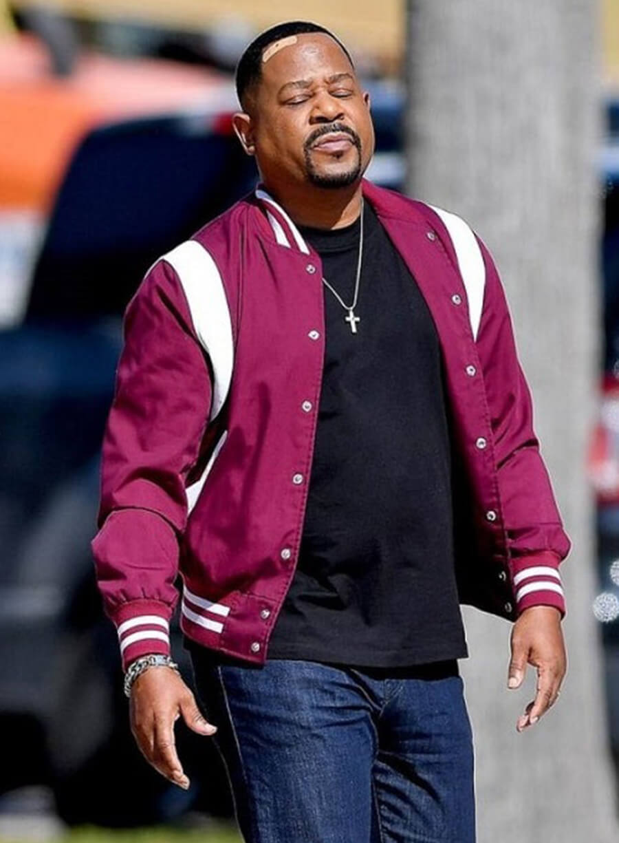 Harpoon Marcus Miles Burnett Inspired Maroon Fleece Fabric Leather Jacket - Bad Boys Ride or Die Style