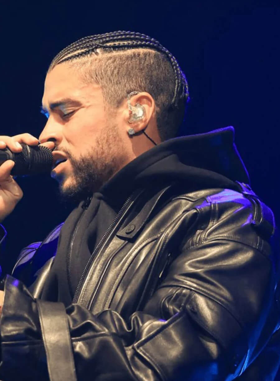 Harpoon Bad Bunny Arts Festival Inspired Black Leather Jacket
