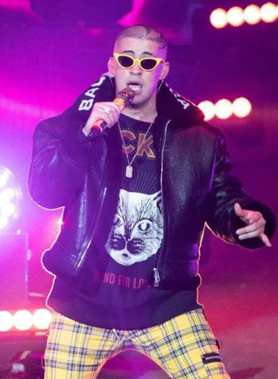 Harpoon Bad Bunny Shearling Inspired Black Leather Jacket