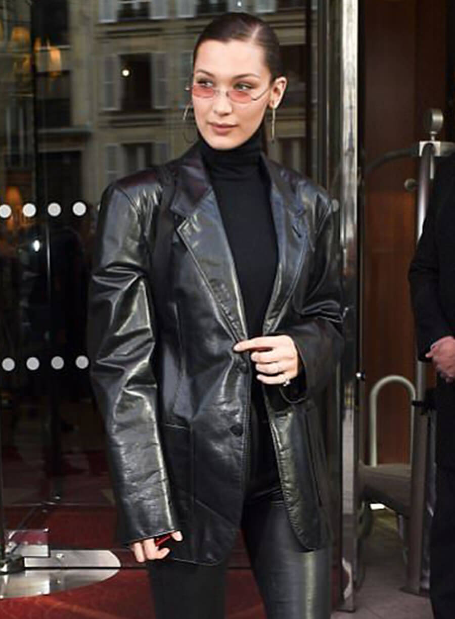 Harpoon Bella Hadid Blazer Inspired Black Leather Jacket