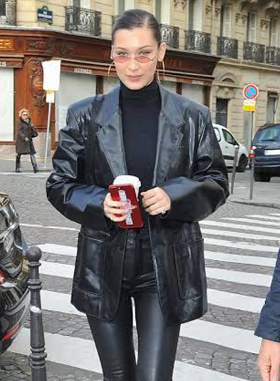 Harpoon Bella Hadid Blazer Inspired Black Leather Jacket