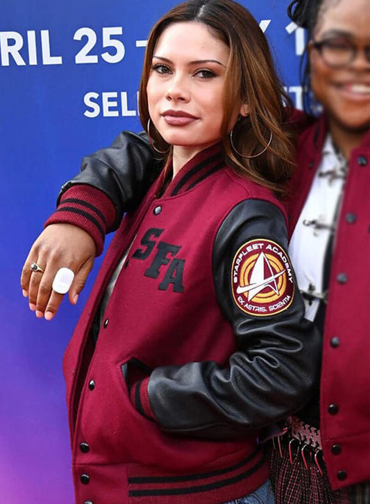 Harpoon Genesis Lythe Inspired Red & Black Varsity Jacket - Star Trek: Starfleet Academy Style