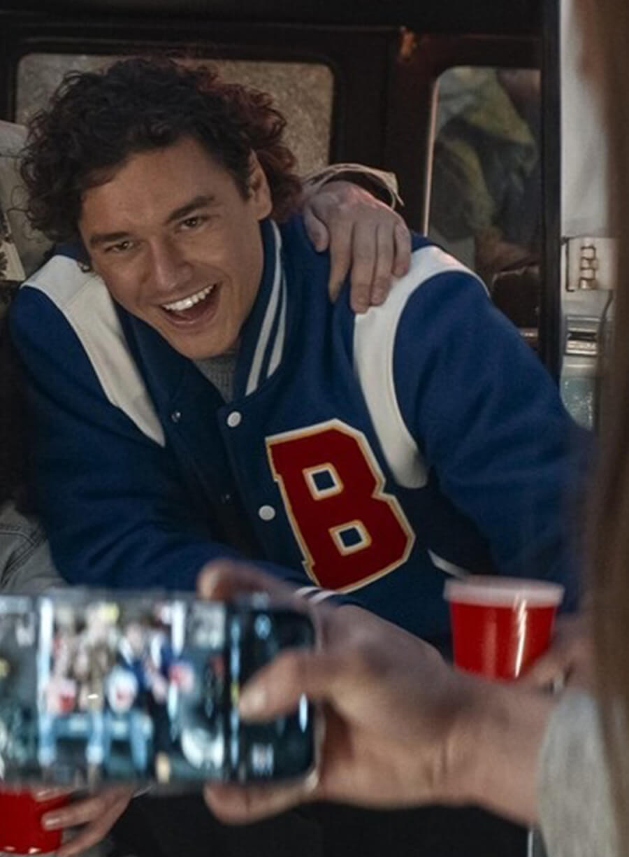 Harpoon Garrett Graham Inspired Blue Wool Fabric Varsity Jacket - Off Campus Style