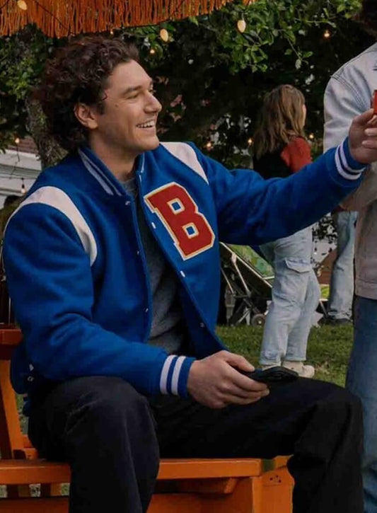 Harpoon Garrett Graham Inspired Blue Wool Fabric Varsity Jacket - Off Campus Style