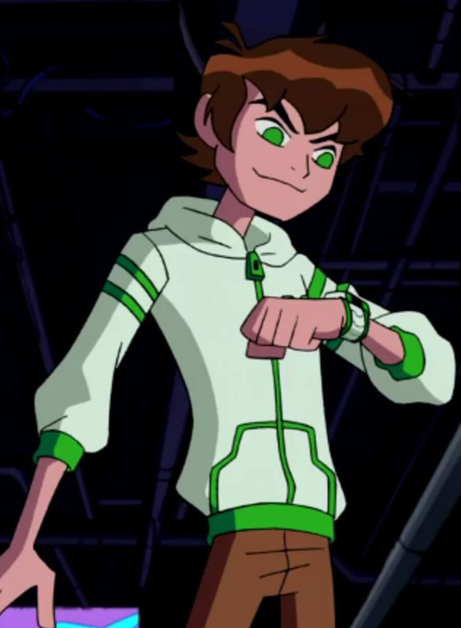 Harpoon Ben Tennyson Inspired White & Green Hooded Jacket - Ben 10: Omniverse Style