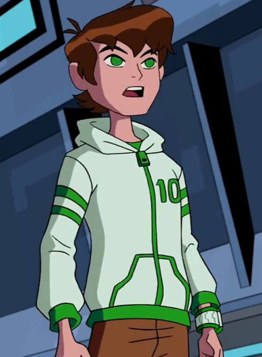 Harpoon Ben Tennyson Inspired White & Green Hooded Jacket - Ben 10: Omniverse Style