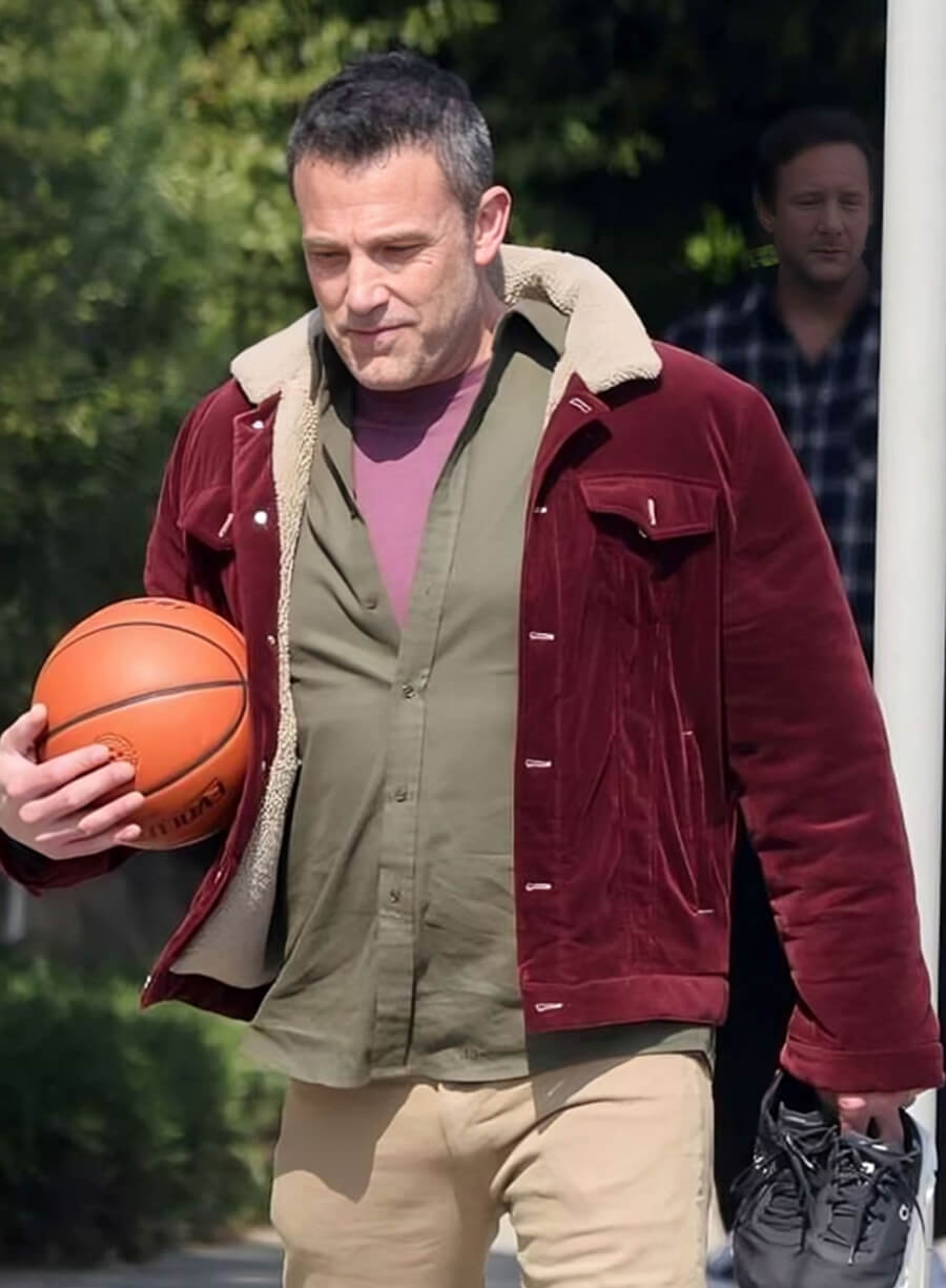 Harpoon Christian Wolff Inspired Maroon Corduroy Fabric Leather Jacket - The Accountant Style