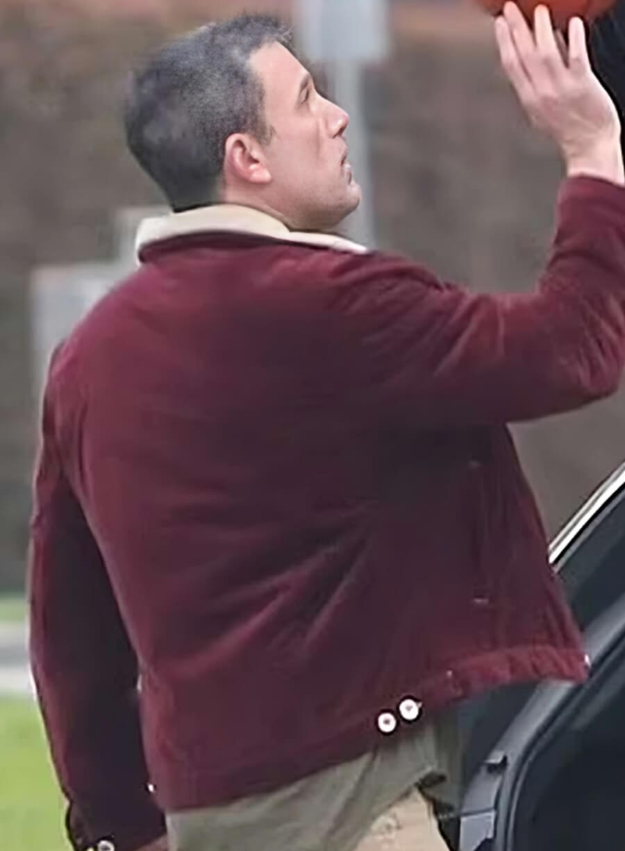Harpoon Christian Wolff Inspired Maroon Corduroy Fabric Leather Jacket - The Accountant Style