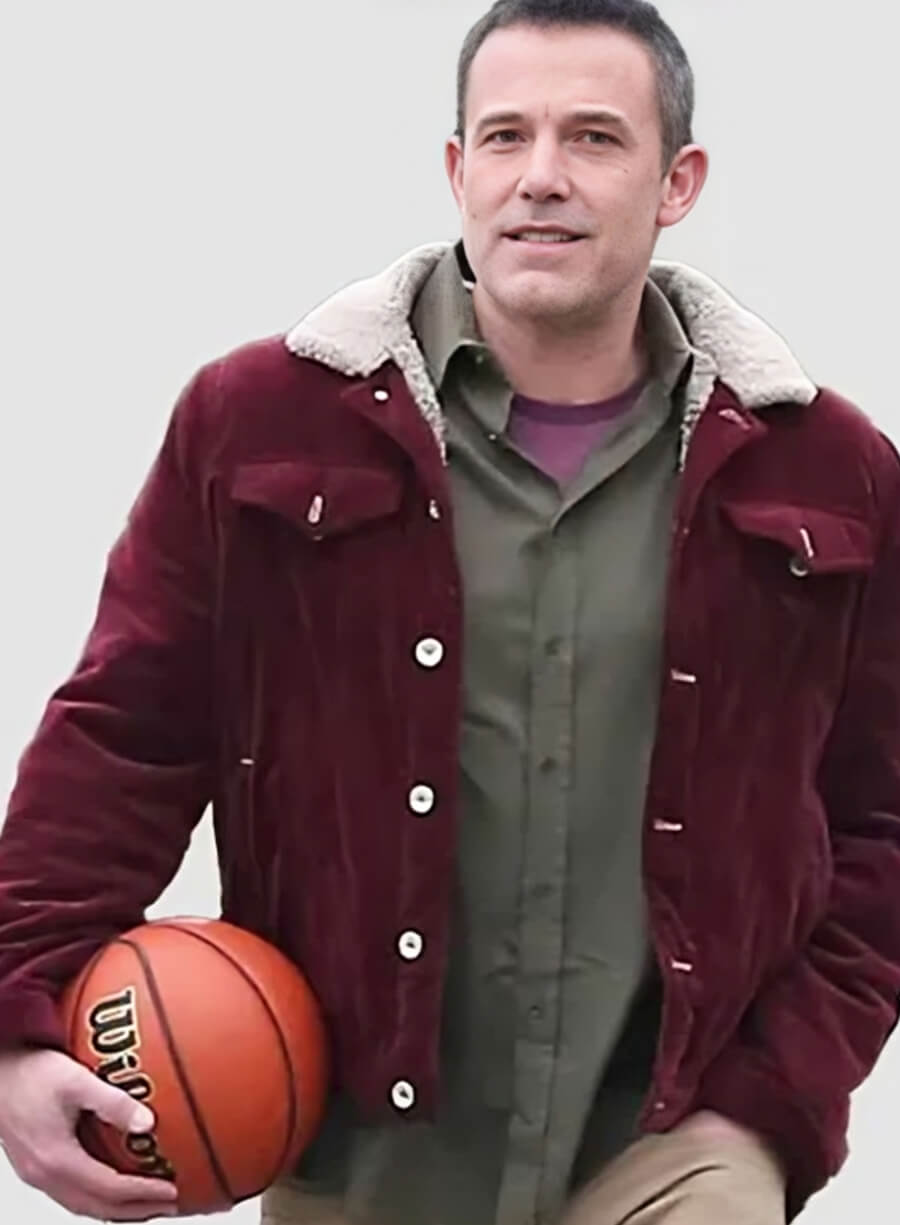 Harpoon Christian Wolff Inspired Maroon Corduroy Fabric Leather Jacket - The Accountant Style