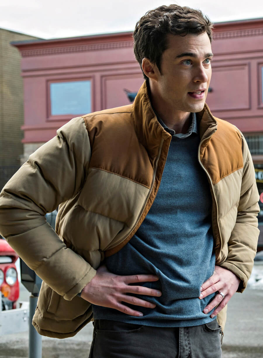 Harpoon Ben Hawthorne Inspired Multicolor Parachute Fabric Leather Jacket - Resident Alien Style