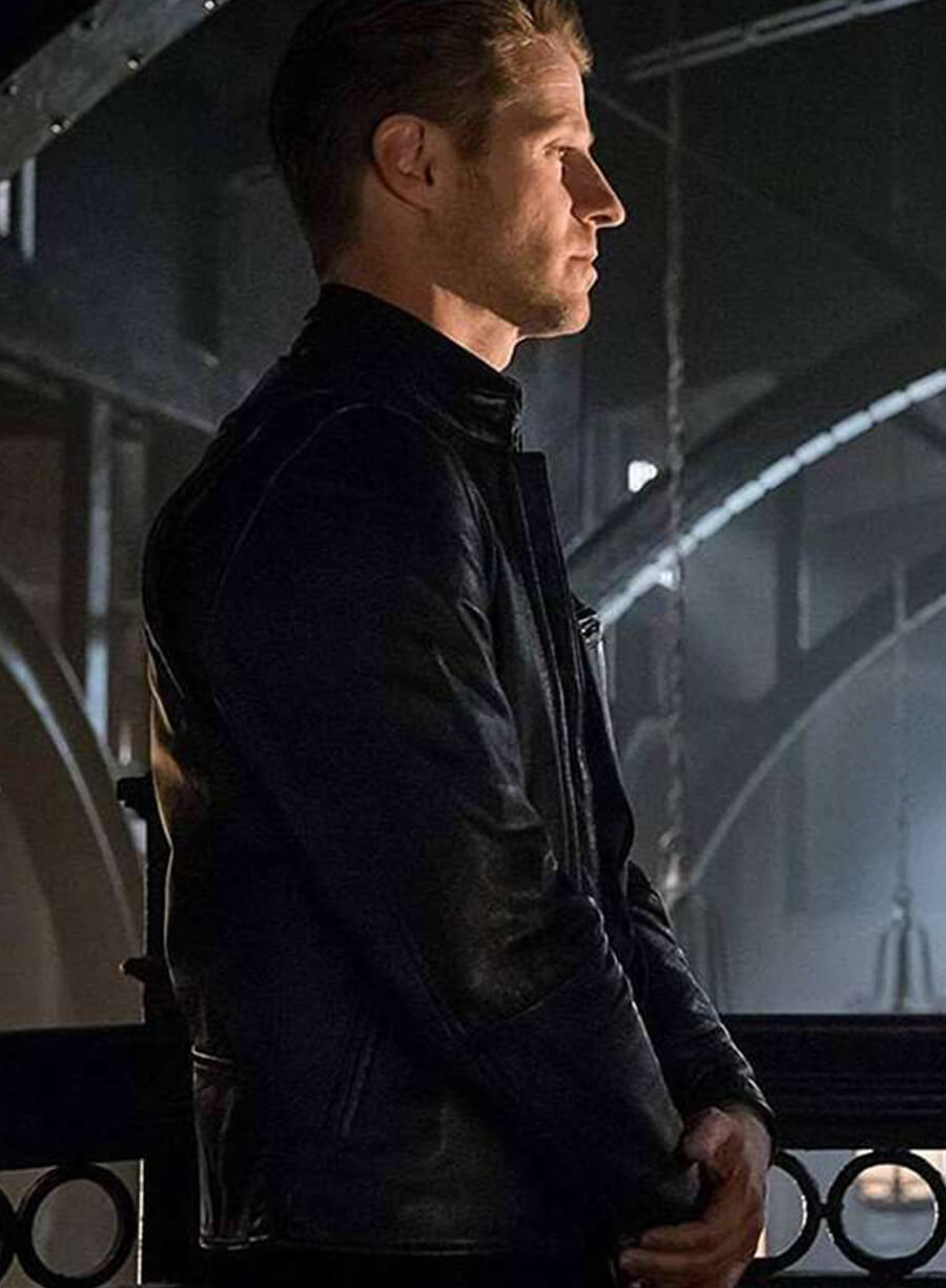 Harpoon James Gordon Inspired Black Real Leather Leather Jacket - Gotham Style