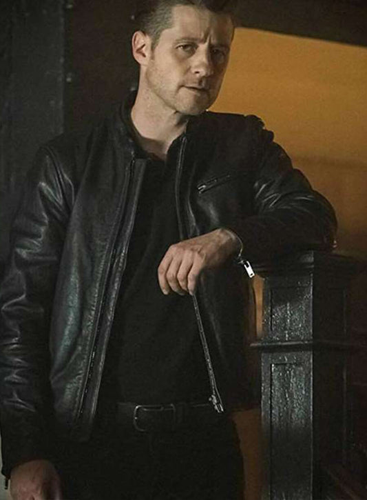 Harpoon James Gordon Inspired Black Real Leather Leather Jacket - Gotham Style
