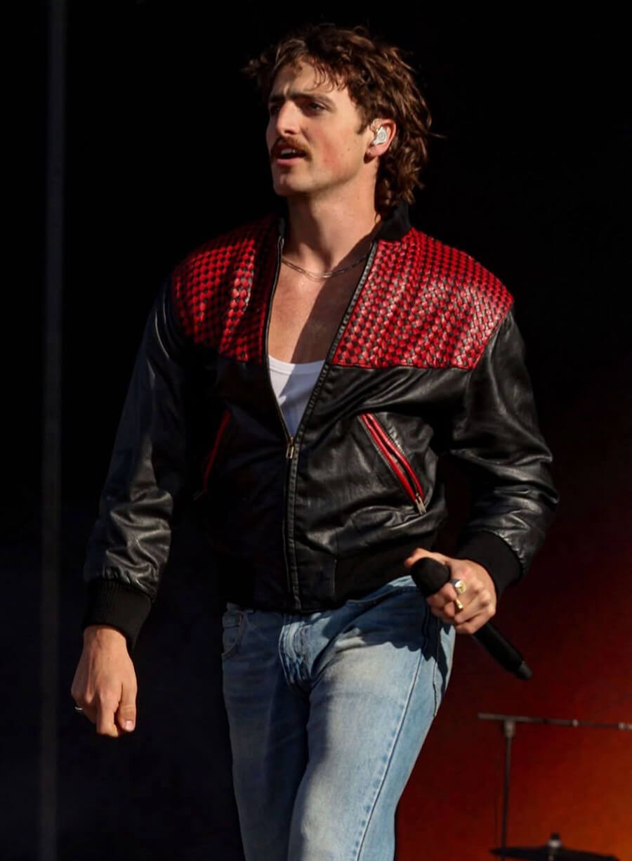 Harpoon Benson Boone Inspired Red & Black Bomber Jacket