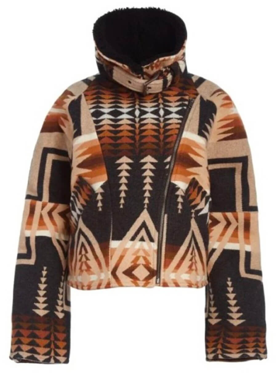 Harpoon Beth Dutton Inspired Multicolor Wool Blend Fabric Wool Jacket - Yellowstone Style