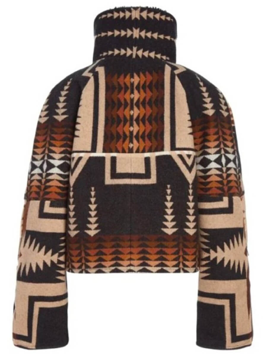 Harpoon Beth Dutton Inspired Multicolor Wool Blend Fabric Wool Jacket - Yellowstone Style