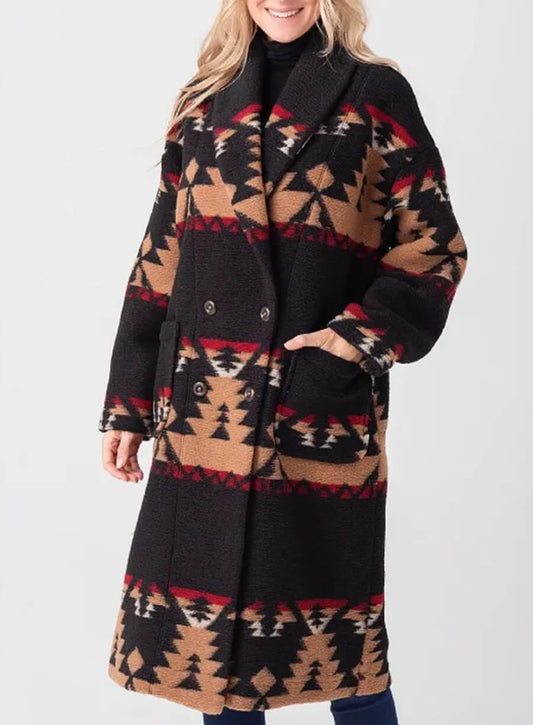 Beth Dutton Yellowstone Kelly Reilly Aztec Black Coat