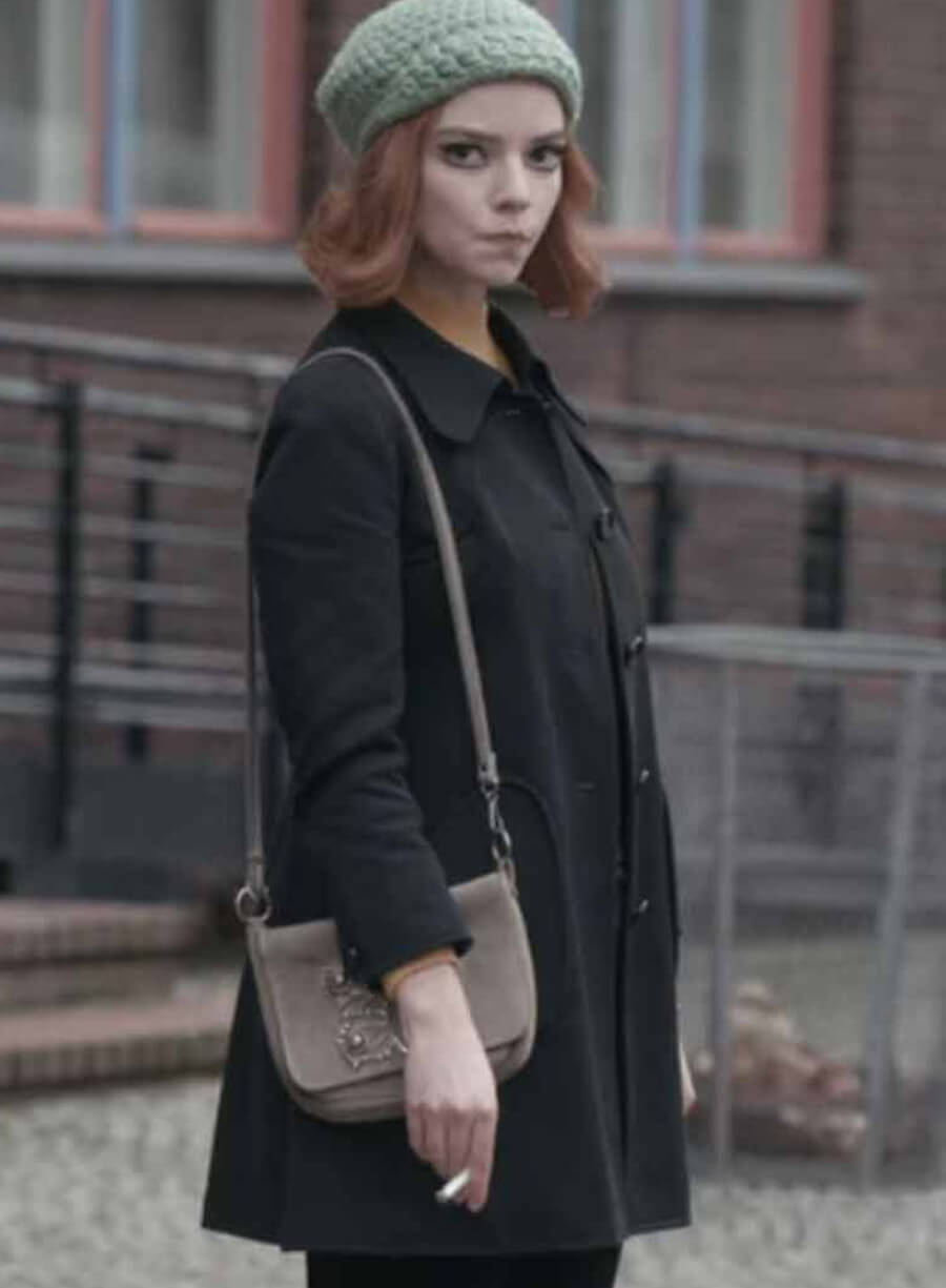 Harpoon Beth Harmon Inspired Black Coat - The Queen's Gambit Style