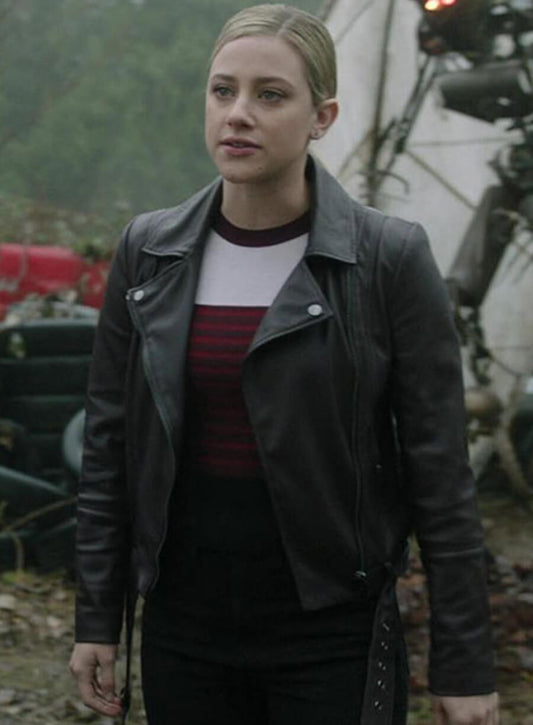 Harpoon Betty Cooper Inspired Black Leather Jacket - Riverdale Style