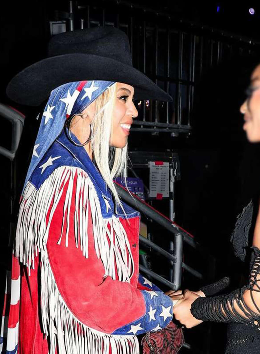 Harpoon Beyonce American Flag Inspired Red and Blue Suede Leather Leather Jacket