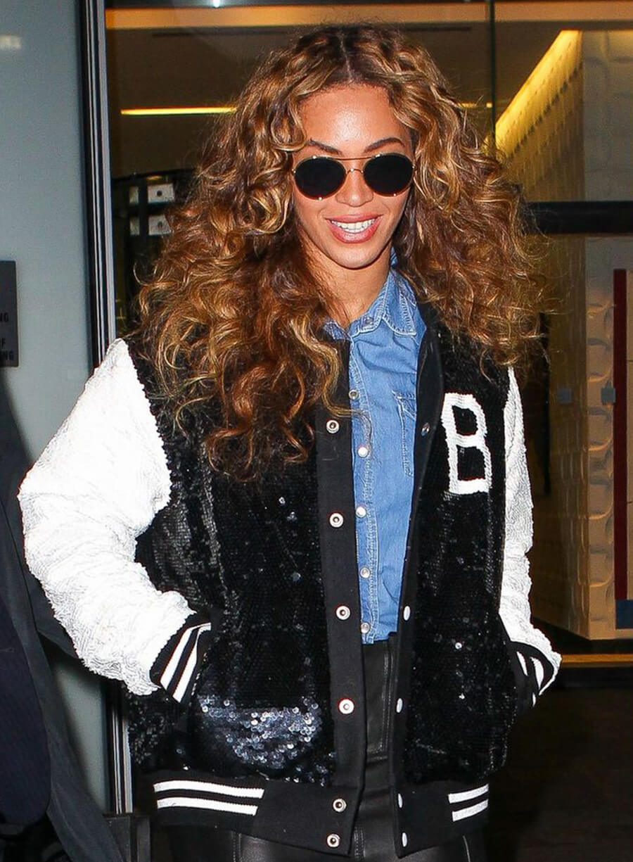 Harpoon Beyonce Bow Down Inspired Black & White Sequin Fabric Varsity Jacket