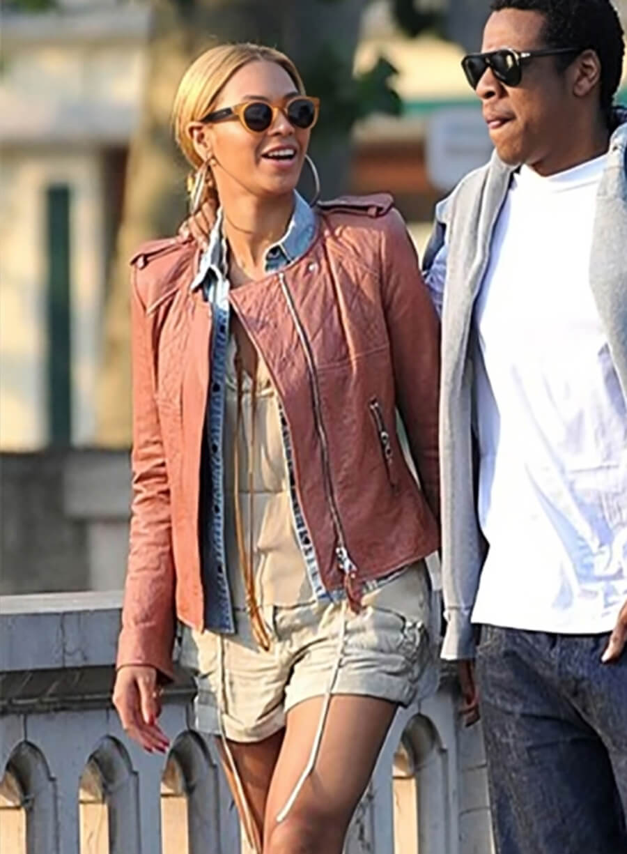 Harpoon Beyonce Pink Inspired Pink Real Leather Leather Jacket
