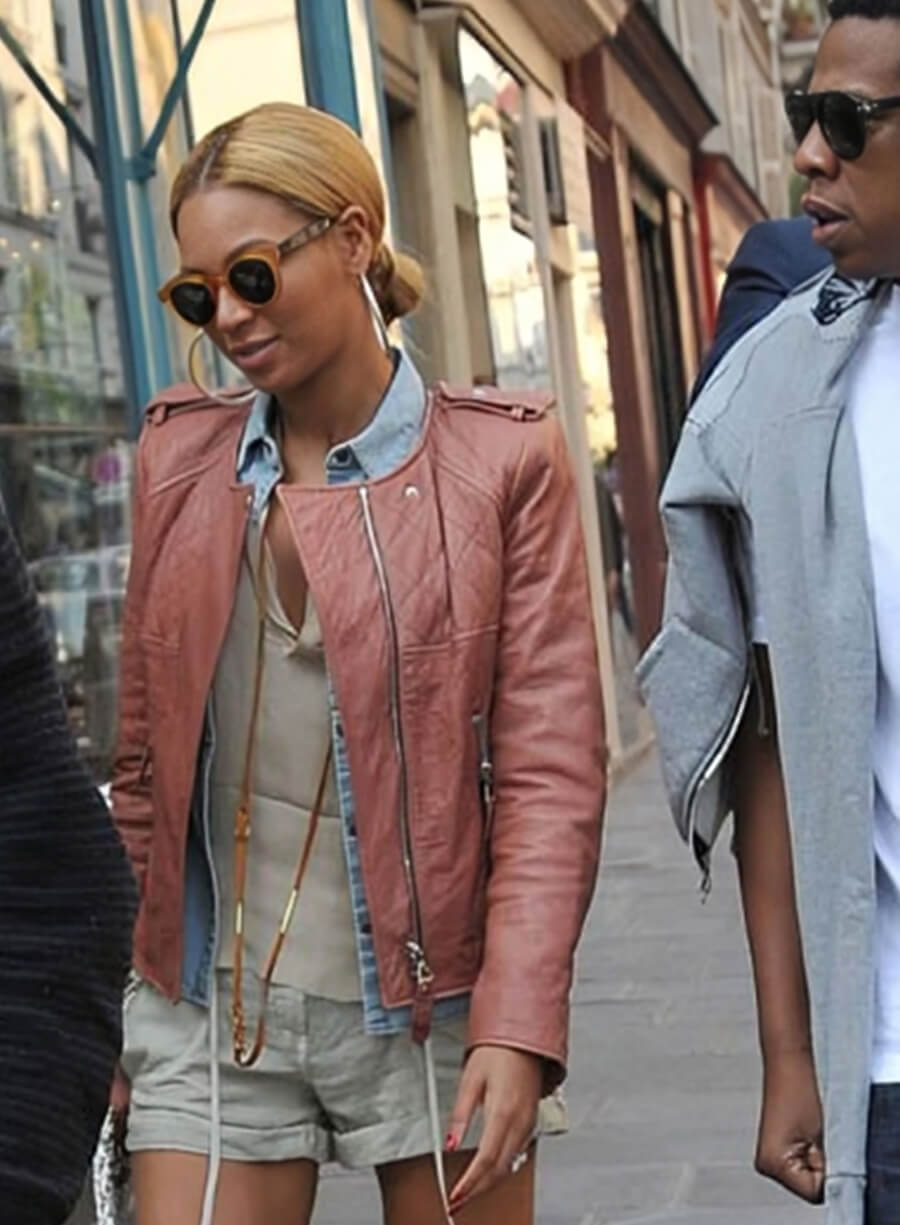 Harpoon Beyonce Pink Inspired Pink Real Leather Leather Jacket