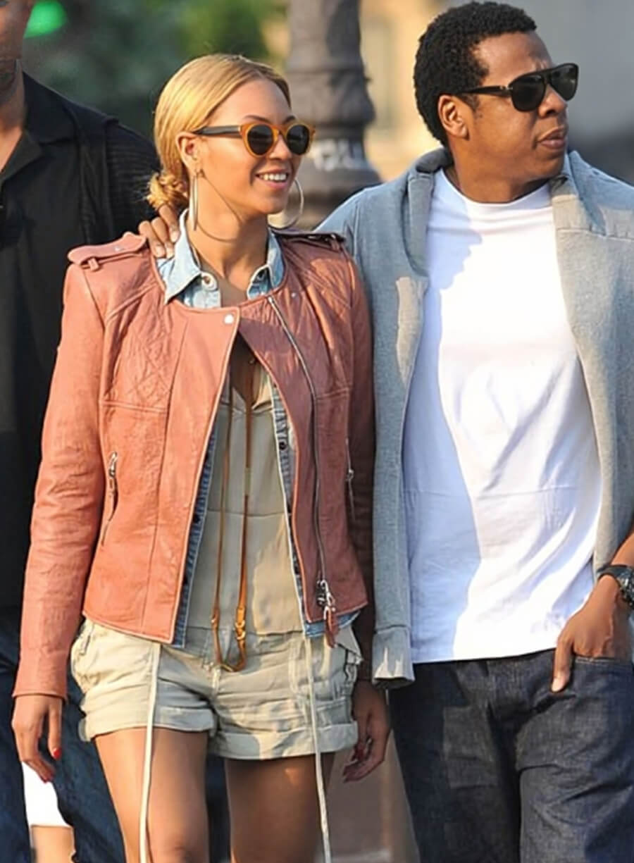 Harpoon Beyonce Pink Inspired Pink Real Leather Leather Jacket