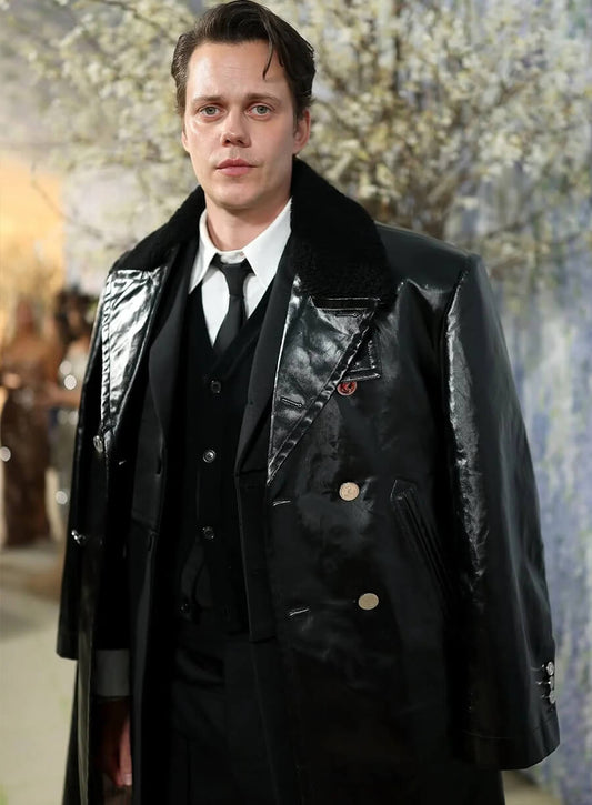 Bill Skarsg�rd Met Gala 2026 Black Leather Coat