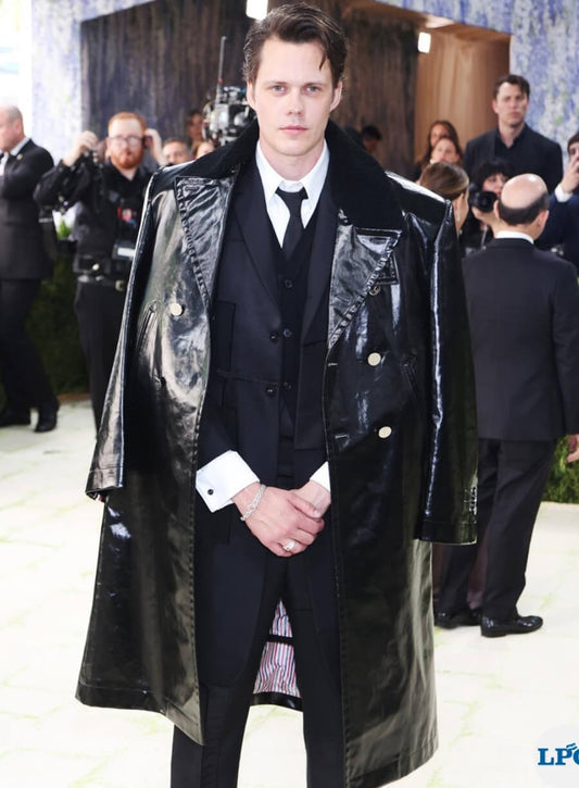 Bill Skarsg�rd Met Gala 2026 Black Leather Coat