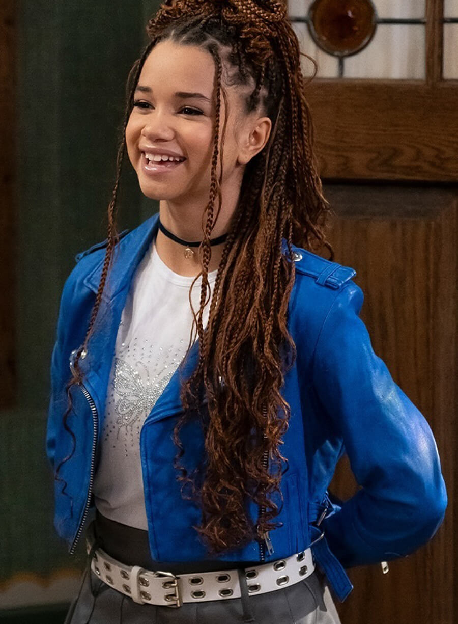 Harpoon Billie Inspired Blue Leather Jacket - Wizards Beyond Waverly Place Style