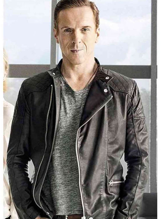 Harpoon Damian Lewis Inspired Black Real Leather Leather Jacket - Billions Tv Series Style