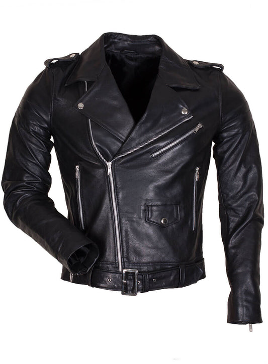 Black Brando Style Leather Jacket