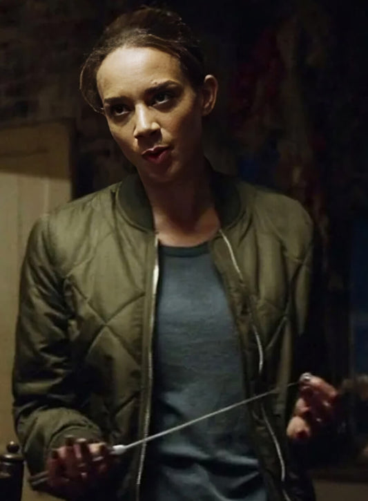Harpoon Mirror S06 Selma Telse Inspired Green Cotton Polyester Bomber Jacket - Hannah John-Kamen Style