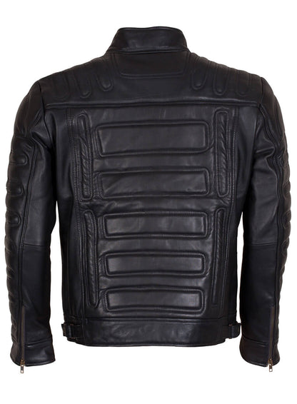 Black Padded Man Fashion Biker Leather Jacket