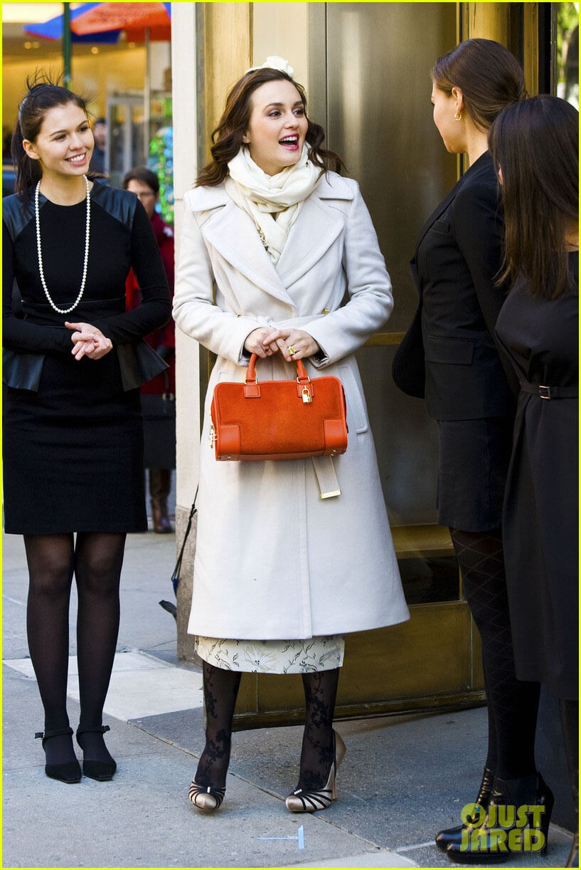 Harpoon Leighton Meester Inspired White Wool Coat - Gossip Girl Tv Series Style