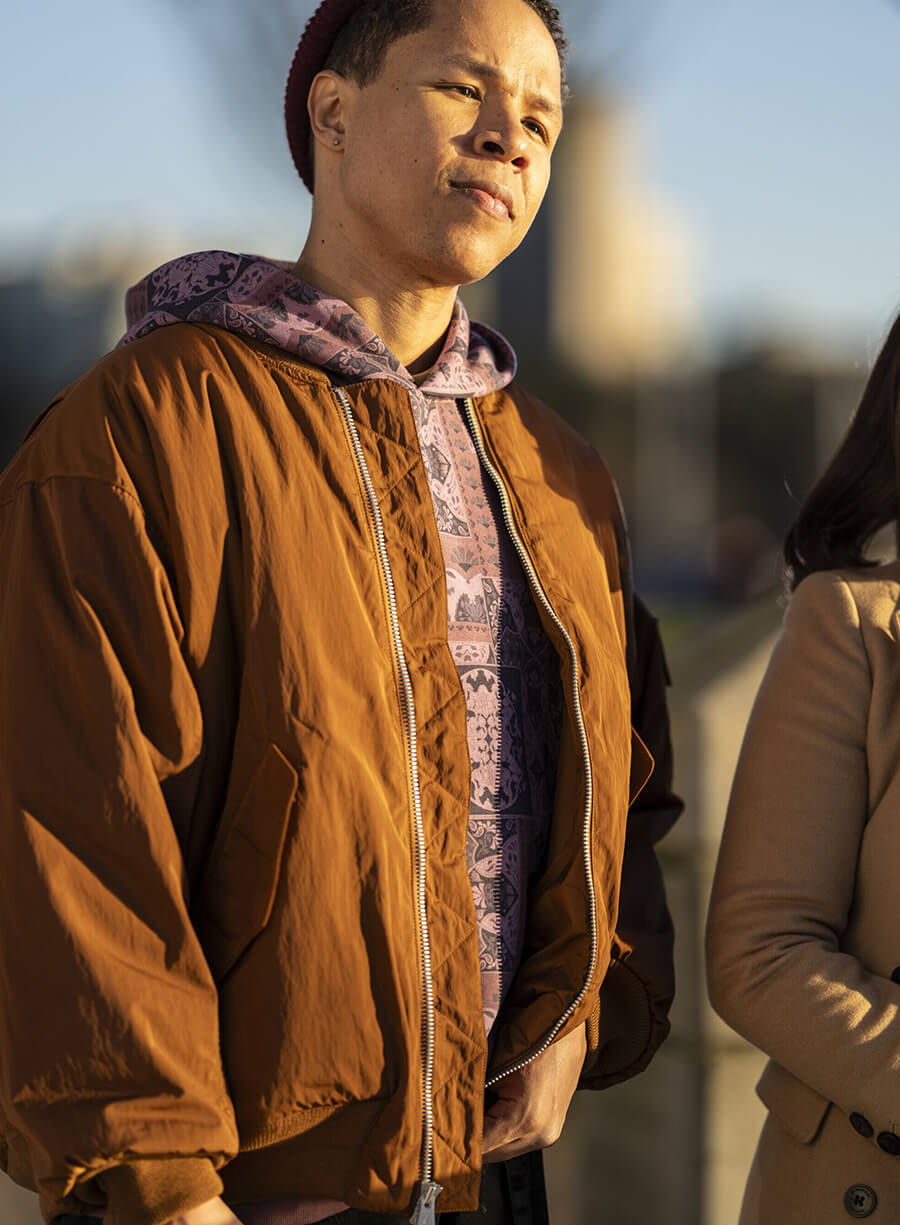 Harpoon Bob Exley Inspired Brown Fabric Bomber Jacket - Tracker Style