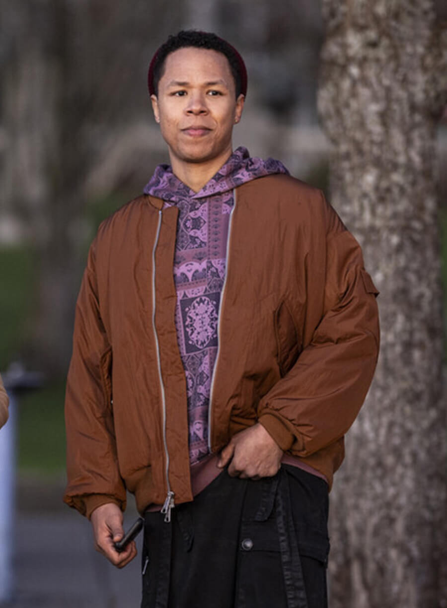 Harpoon Bob Exley Inspired Brown Fabric Bomber Jacket - Tracker Style