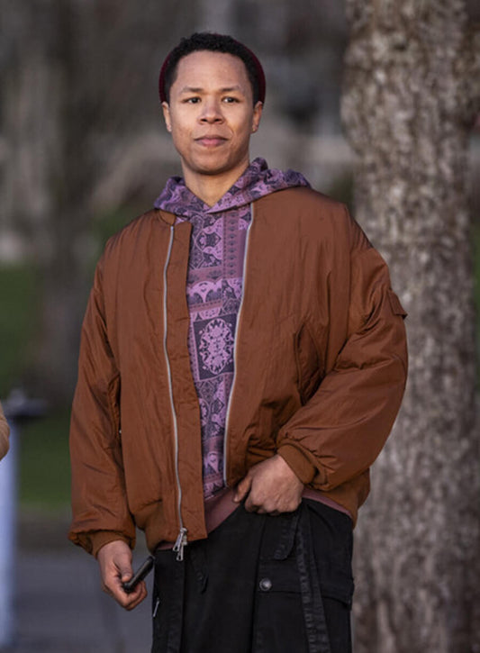 Harpoon Bob Exley Inspired Brown Fabric Bomber Jacket - Tracker Style