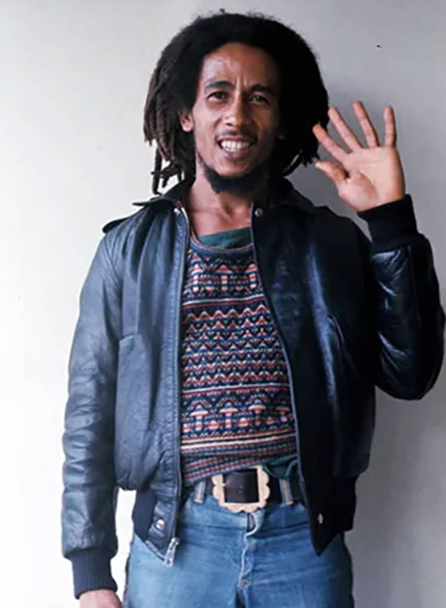 Harpoon Bob Marley Inspired Black Leather Jacket