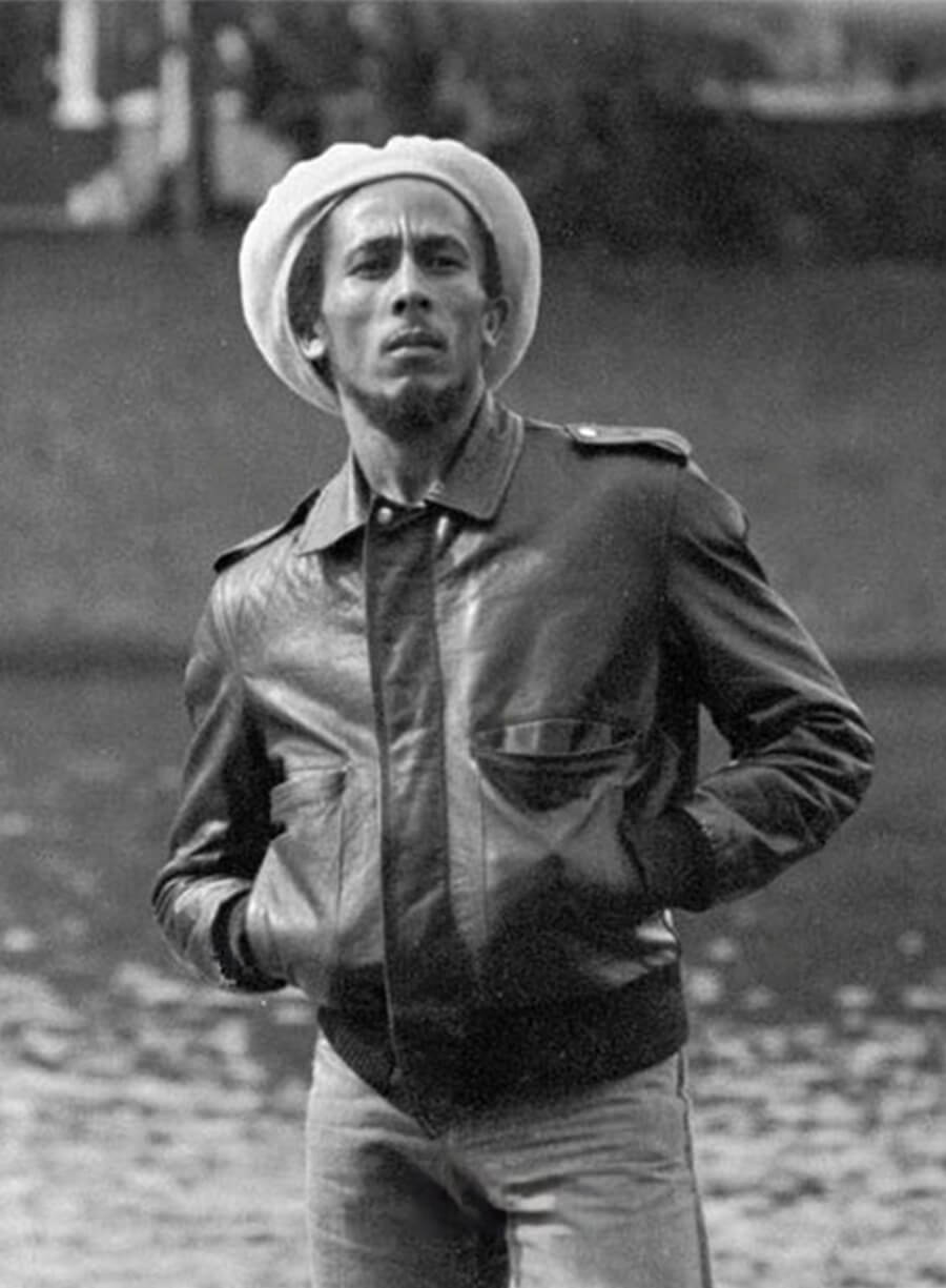 Harpoon Bob Marley Inspired Black Leather Jacket