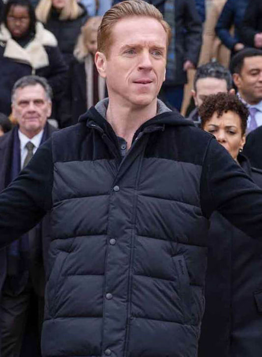 Harpoon Damian Lewis Inspired Black Parachute Fabric Leather Jacket - Billions Tv Series Style