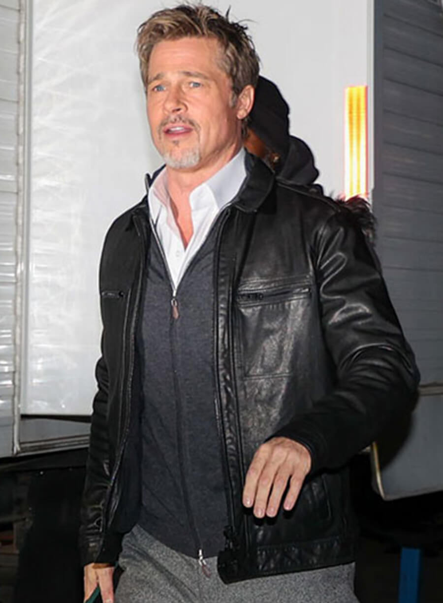Harpoon Brad Pitt Inspired Black Leather Jacket