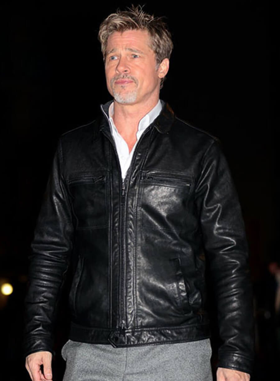 Harpoon Brad Pitt Inspired Black Leather Jacket