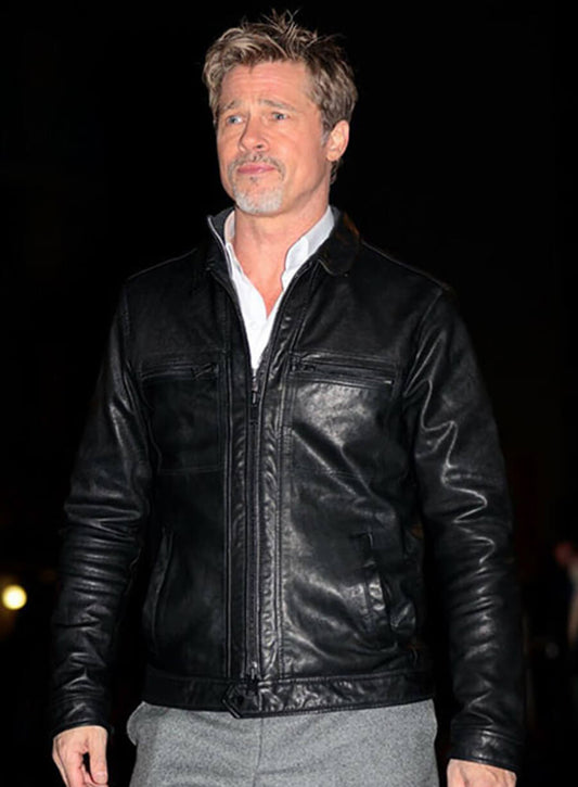 Harpoon Brad Pitt Inspired Black Leather Jacket