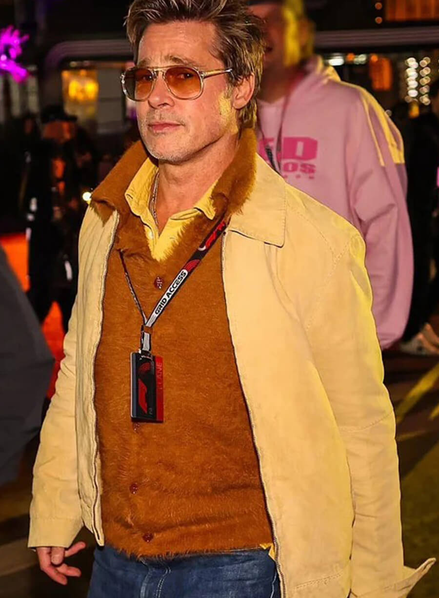 Harpoon Brad Pitt Inspired Yellow Leather Jacket - F1 2025 Style