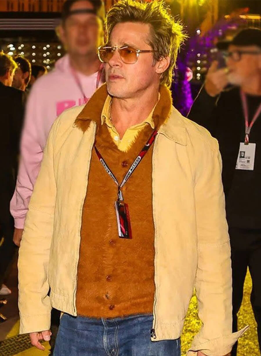 Harpoon Brad Pitt Inspired Yellow Leather Jacket - F1 2025 Style