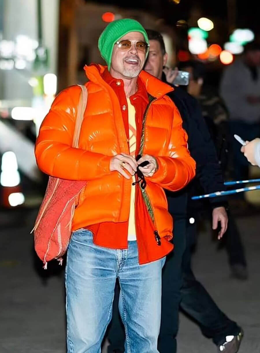 Harpoon Nick Inspired Orange Parachute Fabric Leather Jacket - Wolfs 2024 Style