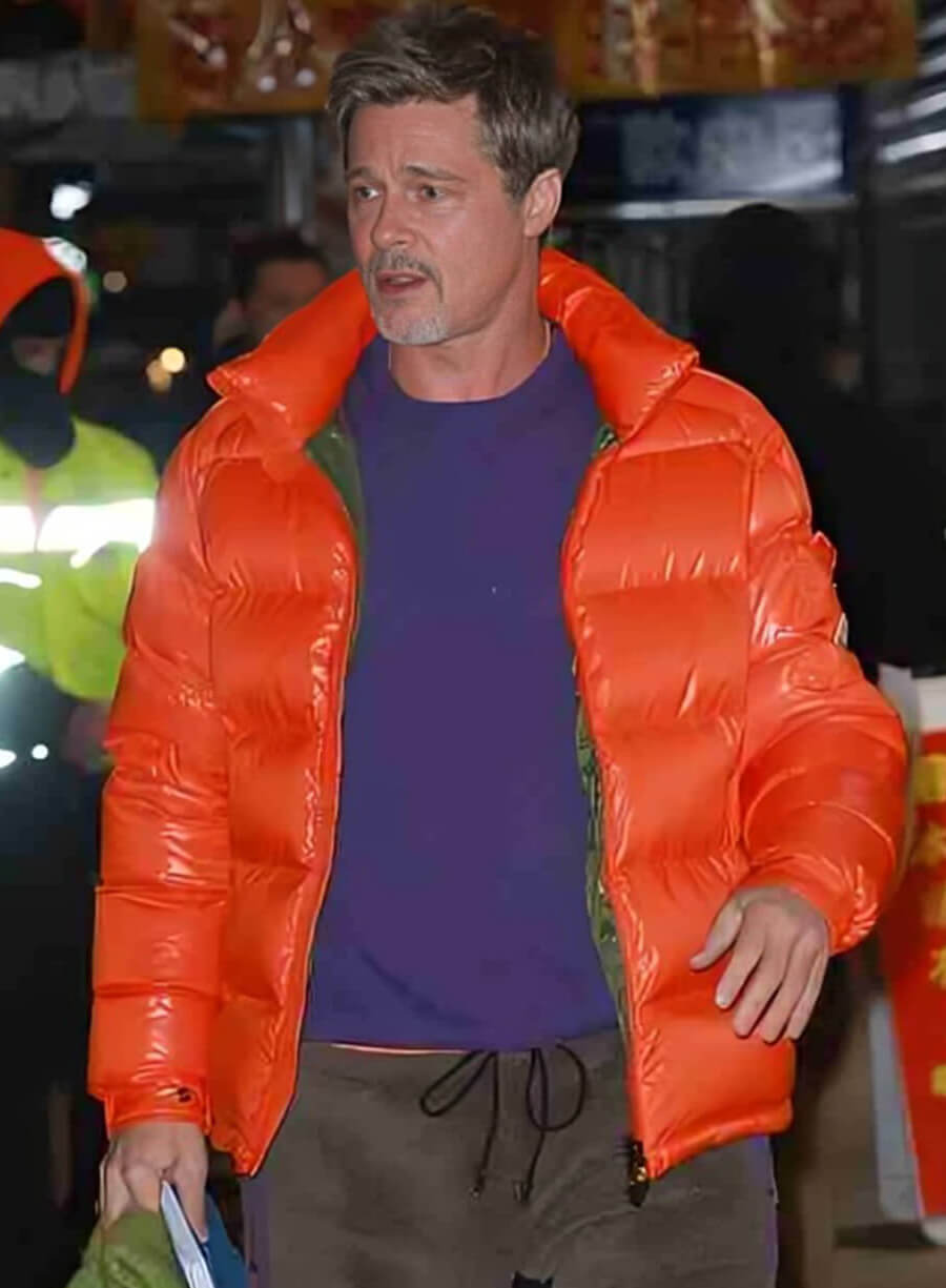 Harpoon Nick Inspired Orange Parachute Fabric Leather Jacket - Wolfs 2024 Style
