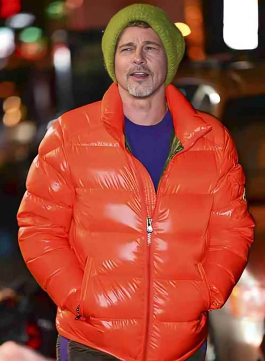 Harpoon Nick Inspired Orange Parachute Fabric Leather Jacket - Wolfs 2024 Style