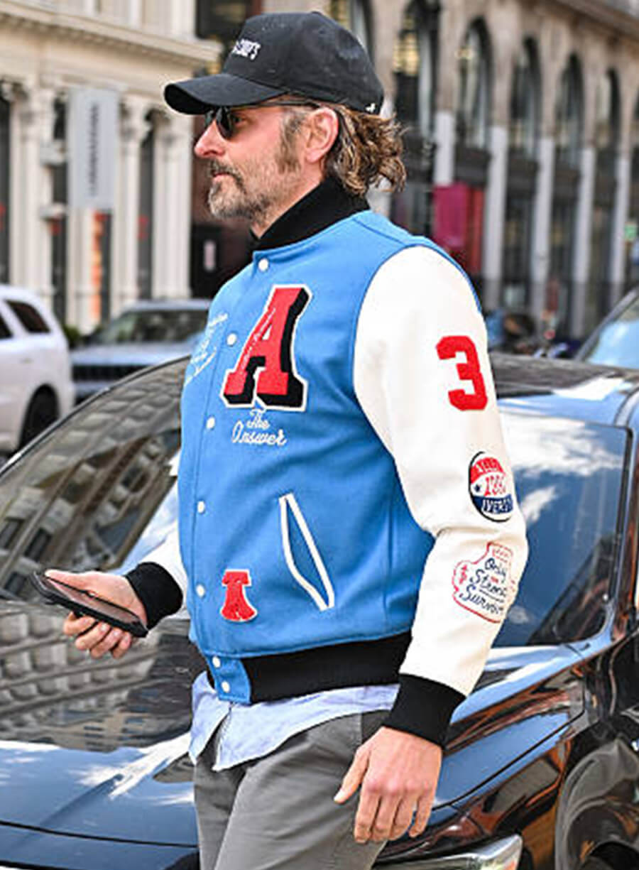 Harpoon Bradley Cooper And Inspired Blue And White Varsity Jacket